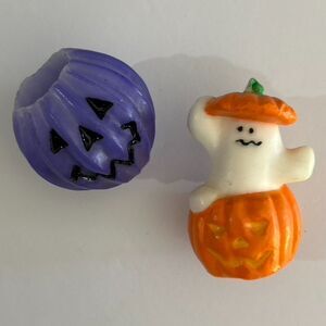 VTG Halloween Candle Set American Greeting Ghost in Pumpkin Purple JackOLantern